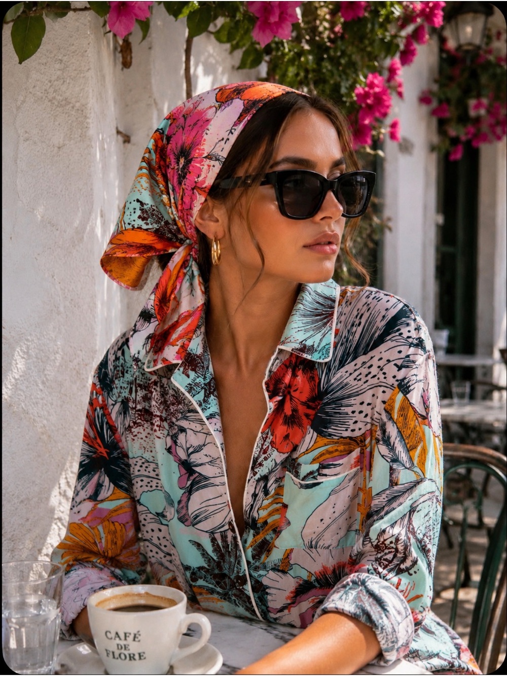 Maaji Tropical Print 100% Rayon Button-Up Blouse | Size Small